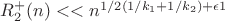 $R^{+}_2(n) << n^{1/2(1/k_1+1/k_2)+\epsilon1}$