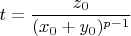 $$ t=\frac{z_0}{(x_0+y_0)^{p-1}}$$