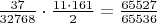 $\frac{37}{32768}\cdot\frac{11\cdot161}{2}=\frac{65527}{65536}$