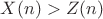 $X(n)>Z(n)$
