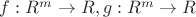 $f: R^m\to R, g: R^m\to R$