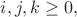 $i,j,k \geq 0, $