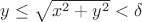 $y\le \sqrt{x^2+y^2}<\delta $