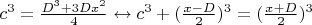 $c^3 = \frac{D^3 + 3Dx^2}{4} \leftrightarrow c^3 + (\frac{x - D}{2})^3 = (\frac{x + D}{2})^3$