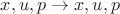 $x, u, p \rightarrow x, u, p$