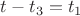 $\[t - {t_3} = {t_1}\]$