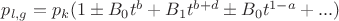 $
p_{l,g} = p_k (1 \pm B_0t^b + B_1t^{b+d} \pm B_0t^{1-a} + ...)$
