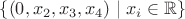 $\{(0,x_2,x_3,x_4)\mid x_i\in\mathbb R\}$