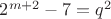 $2^{m+2}-7 = q^2$