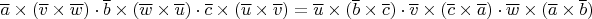 $\overline{a}\times(\overline{v}\times\overline{w})\cdot\overline{b}\times(\overline{w}\times\overline{u})\cdot\overline{c}\times(\overline{u}\times\overline{v})=\overline{u}\times(\overline{b}\times\overline{c})\cdot\overline{v}\times(\overline{c}\times\overline{a})\cdot\overline{w}\times(\overline{a}\times\overline{b})$