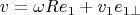 $$\mathfb v=\omega R\mathfb e_1+v_1\mathfb e_{1\perp}$$