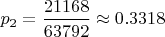 $p_2=\dfrac {21168}{63792}\approx 0.3318$
