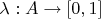 $\lambda:A\to [0,1]$