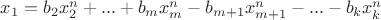 $x_1=b_2x_2^n+...+b_mx_m^n-b_{m+1}x_{m+1}^n-...-b_kx_k^n$