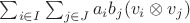 $\sum_{i \in I} \sum_{j \in J} a_i b_j (v_i \otimes v_j) $