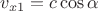 $v_{x1}=c\cos\alpha$