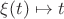 $\xi(t)\mapsto t$
