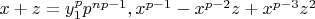 $x+z=y_1^p p^{np-1},x^{p-1}-x^{p-2}z+x^{p-3}z^2$