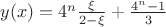 $y(x)=4^n\frac \xi{2-\xi}+\frac{4^n-1}3$