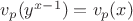 $v_p(y^{x-1})=v_p(x)$