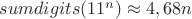 $sumdigits(11^n) \approx 4,68n$