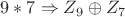 $9*7 \Rightarrow Z_9 \oplus Z_7$
