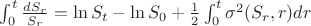 $\int_{0}^{t}\frac{dS_r}{S_r}=\ln S_t - \ln S_0 +\frac{1}{2}\int_{0}^{t}\sigma^2(S_r, r)dr$
