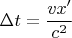 $$\Delta t=\frac{vx'}{c^2}$$