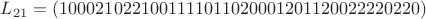 $L_{21}=(1000210221001111011020001201120022220220)$