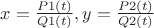 $x=\frac{P1(t)}{Q1(t)},y=\frac{P2(t)}{Q2(t)}$