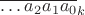 $\overline{\dots a_2 a_1 a_0}_k$
