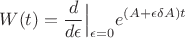 $$W(t)=\frac{d}{d\epsilon}\Big|_{\epsilon=0}e^{(A+\epsilon \delta A)t$$