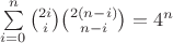 $\sum \limits_{i = 0}^n {2i \choose i} {2(n - i) \choose n - i} = 4^n$