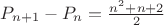 $P_{n+1}-P_n=\frac{n^2+n+2}{2}$