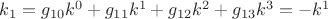 $k_{1}=g_{1 0}k^{0}+g_{1 1}k^{1}+g_{1 2}k^{2}+g_{1 3}k^{3}=-k^{1}$