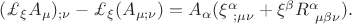 $(\pounds_{\xi}A_{\mu})_{;\nu}-\pounds_{\xi}(A_{\mu ;\nu})=A_{\alpha}(\xi^{\alpha}_{\ ;\mu\nu}+\xi^{\beta}R^{\alpha}_{\ \mu\beta\nu}).$