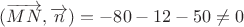 $(\overrightarrow{MN},\overrightarrow{n})=-80-12-50 \neq 0$