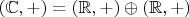 $(\mathbb C,+)=(\mathbb R,+)\oplus(\mathbb R,+)$