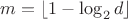 $m=\lfloor 1-\log_2 d \rfloor$