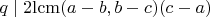$q\mid 2\mathrm{lcm}(a-b,b-c)(c-a)$