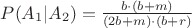 $ P(A_1|A_2)=\frac{b \cdot (b+m)}{(2b+m)\cdot (b+r)}$