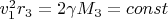 $v_{1}^{2}r_{3}=2\gamma M_{3}=const$