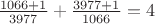 $ \frac{1066+1}{3977} + \frac{3977+1}{1066} = 4 $