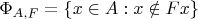 $\Phi_{A,F}=\{x\in A:x\notin Fx\}$