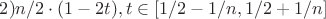 $2)n/2\cdot(1-2t),t\in[1/2-1/n,1/2+1/n]$