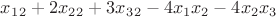 $x_1_2 +  2x_2_2  +  3x_3_2   -  4x_1x_2  -  4x_2x_3 $