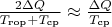 $\frac{2 \Delta Q}{T_{\text{гор}} + T_{\text{cp}}} \approx \frac{\Delta Q}{T_{\text{cp}}}$