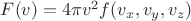 $F(v)=4\pi v^2 f(v_x,v_y,v_z)$