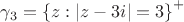 $\gamma_3=\left\lbrace z: \left\lvert z-3i\right\rvert=3\right\rbrace^+$