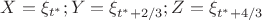 $X = \xi_{t^*} ;  Y = \xi_{t^* + 2/3} ;  Z = \xi_{t^* + 4/3}$